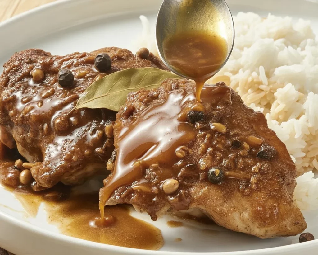 Delicious easy adobo chicken served on a plate, perfect for weeknight dinners.