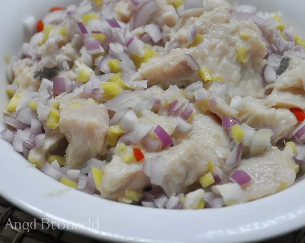 Kinilaw na isda - Filipino fish ceviche with coconut vinegar, ginger, and calamansi