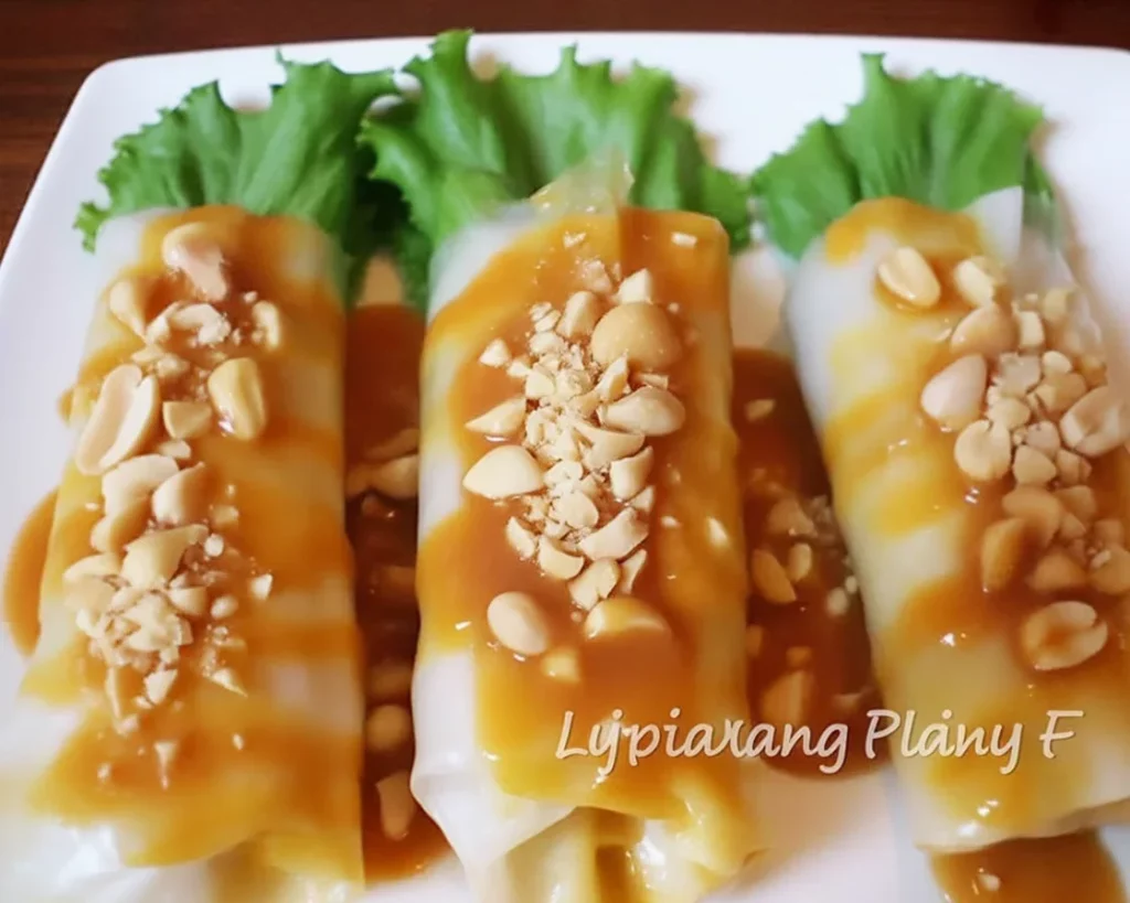 Lumpiang Sariwa - Filipino Fresh Spring Rolls with Vegetables and Sweet Sauce