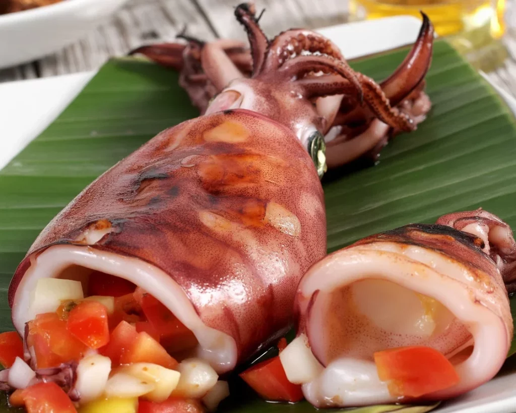 Filipino grilled squid (Inihaw na Pusit) marinated and grilled to perfection.