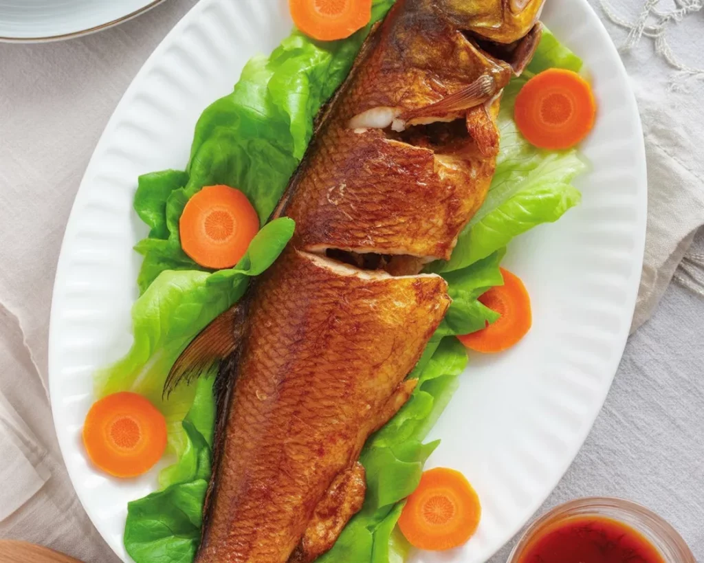 Delicious Rellenong Bangus, Filipino stuffed milkfish with spices and vegetables.