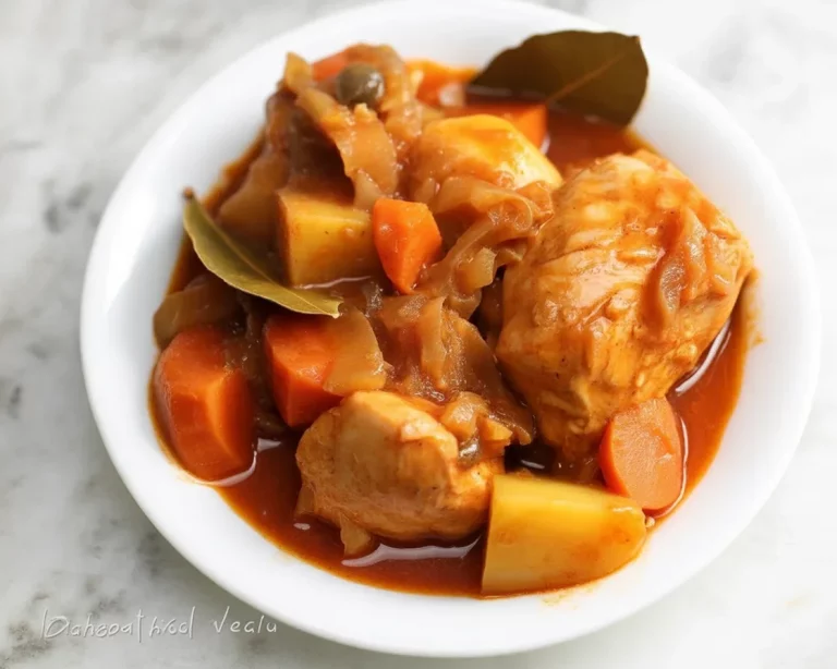Delicious Chicken Afritada Filipino Recipe with tender chicken and tomato sauce