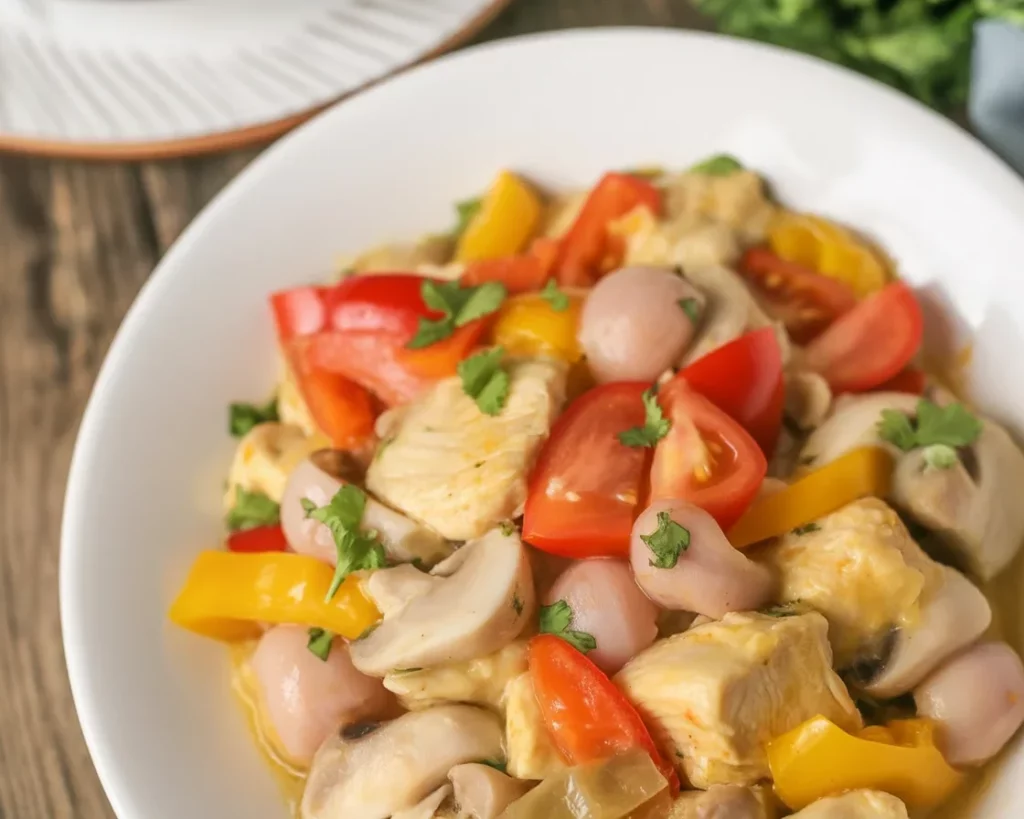Creamy Chicken Pastel Filipino Recipe with vegetables and a flaky crust.