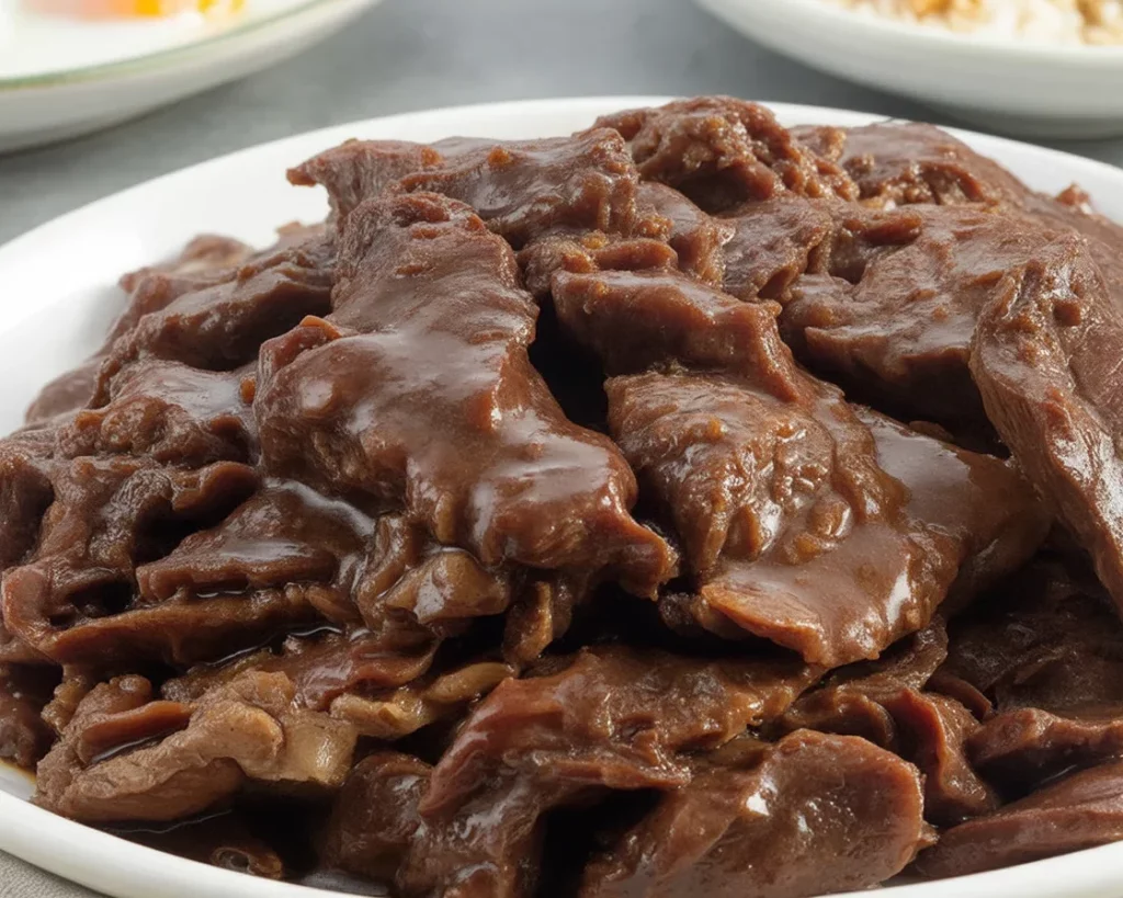Delicious Filipino Beef Tapa served with garlic rice and fried egg