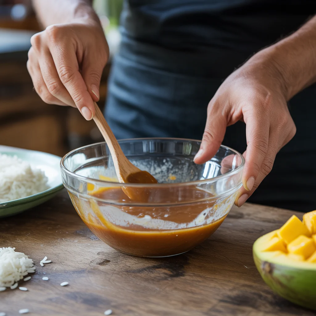 Filipino Crockpot Mango Sticky Rice Pudding