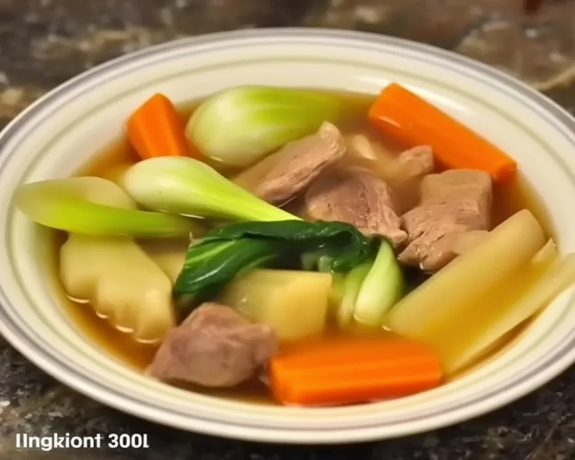 Beef Nilaga — Filipino Boiled Beef and Vegetables Soup 1 Delicious Beef Nilaga, a Filipino beef soup with tender meat and vegetables in savory broth.