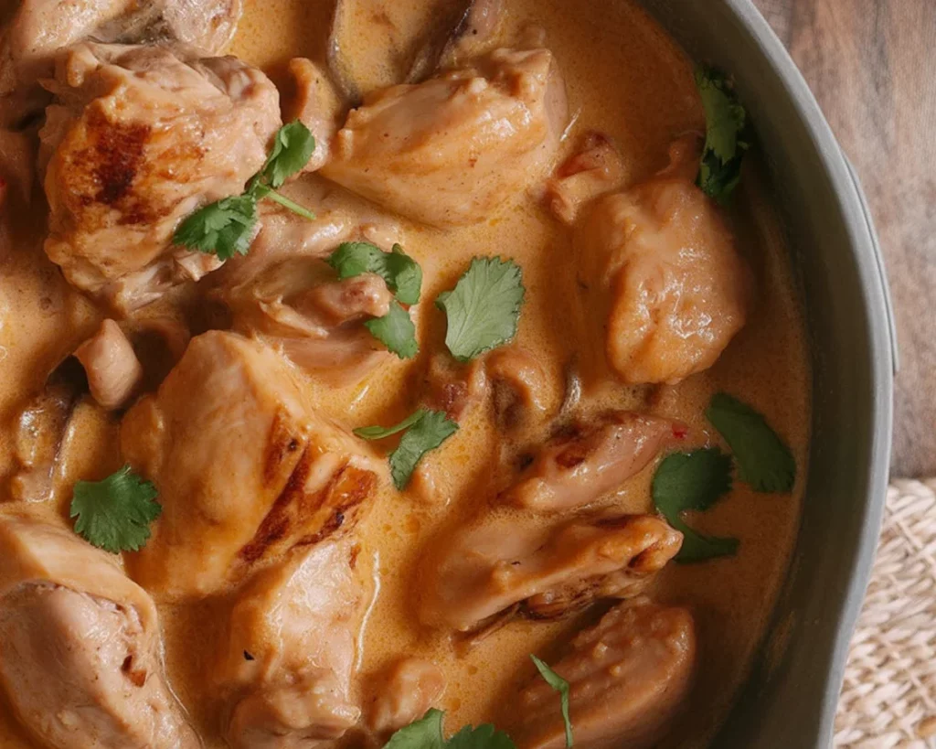 Delicious Chicken Adobo sa Gata featuring chicken and coconut milk in a savory sauce.