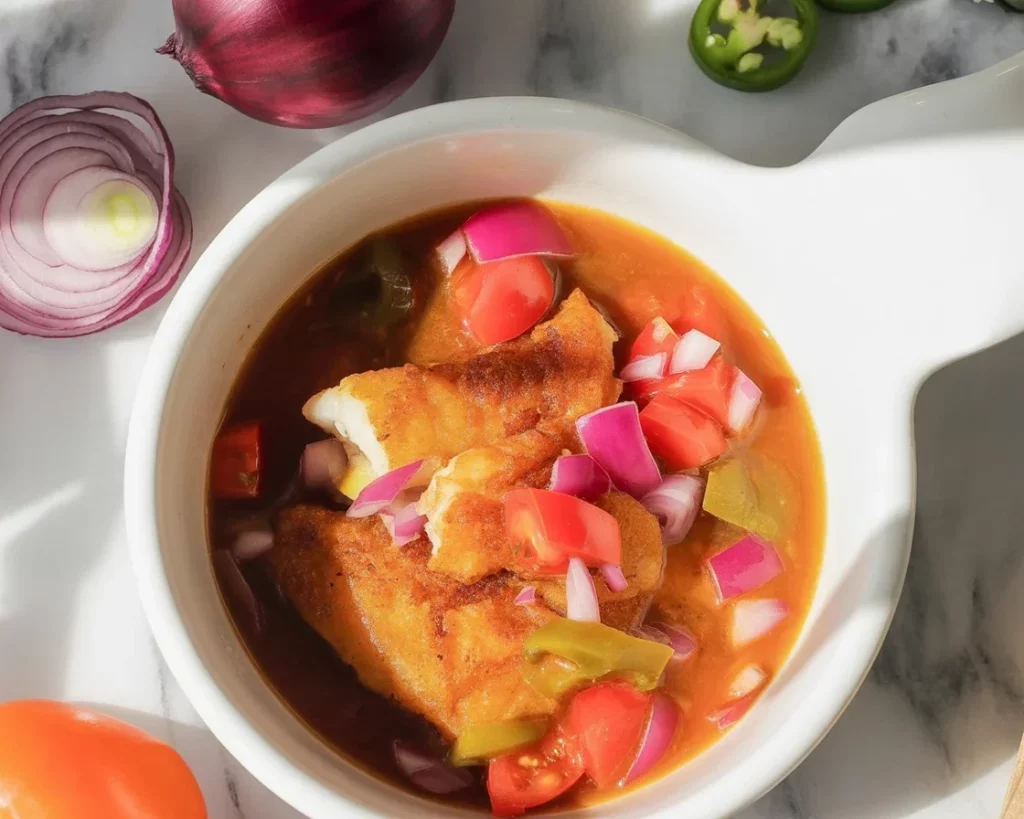 Fried tilapia served with garlic vinegar dip, a popular Filipino condiment.