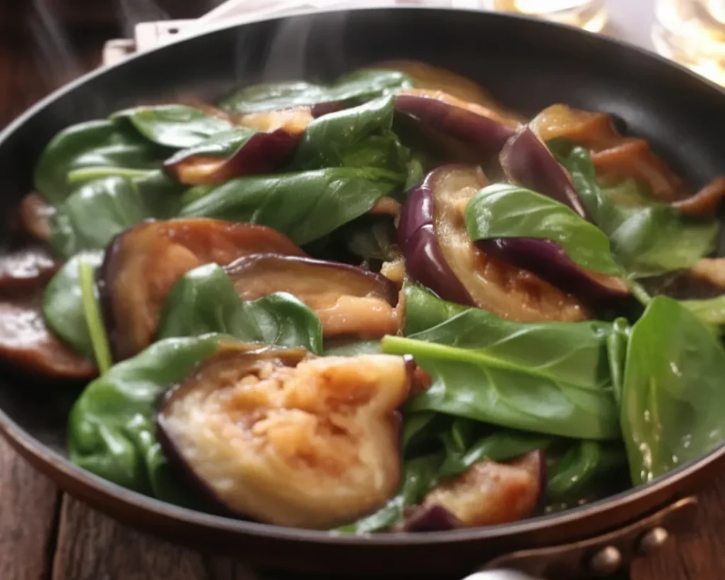 A bowl of Filipino Crockpot Adobong Kangkong, featuring water spinach in a savory soy sauce and vinegar broth.