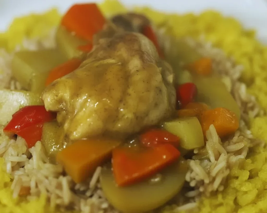 Delicious Filipino Crockpot Chicken Curry with coconut milk and vegetables