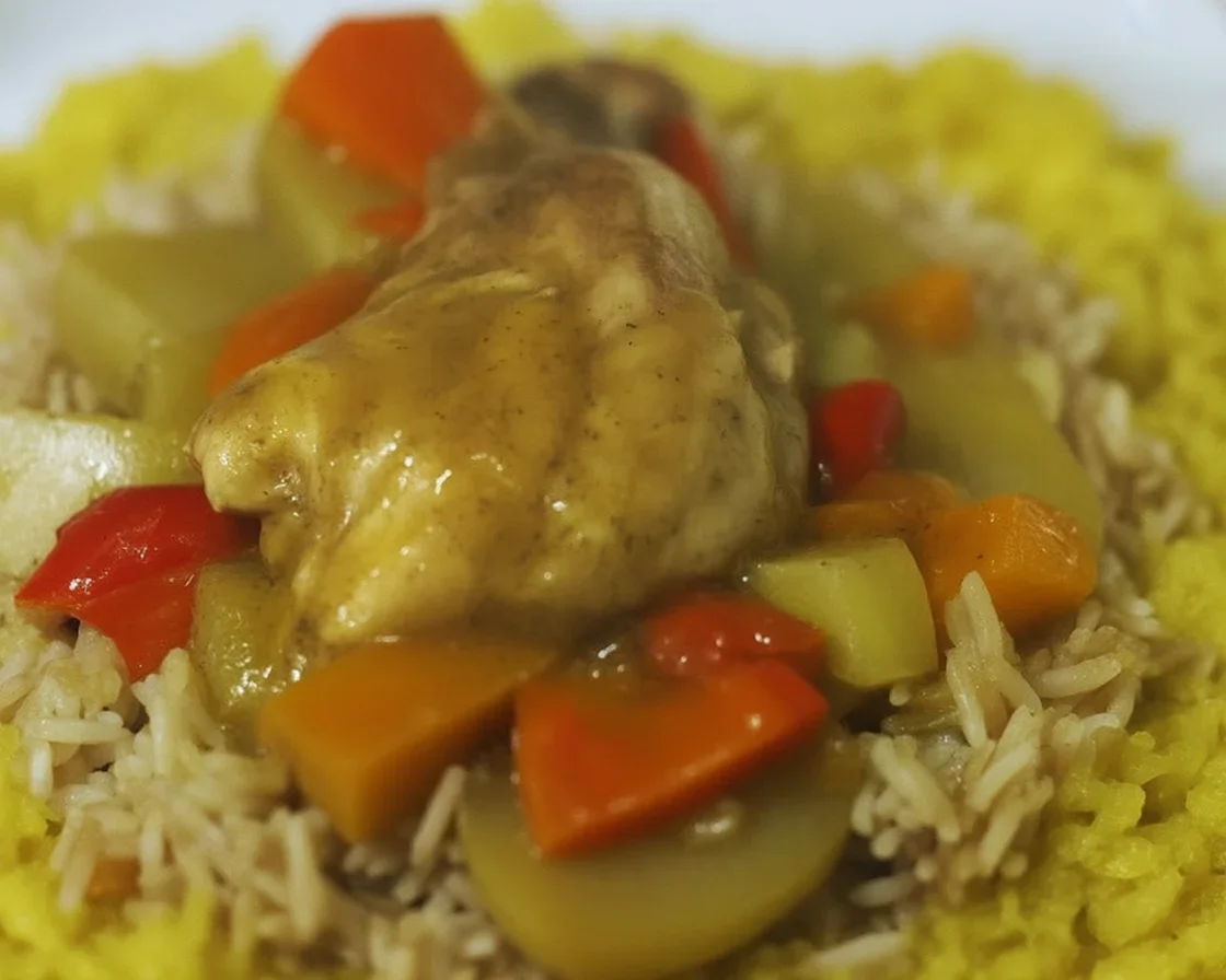 Delicious Filipino Crockpot Chicken Curry with coconut milk and vegetables