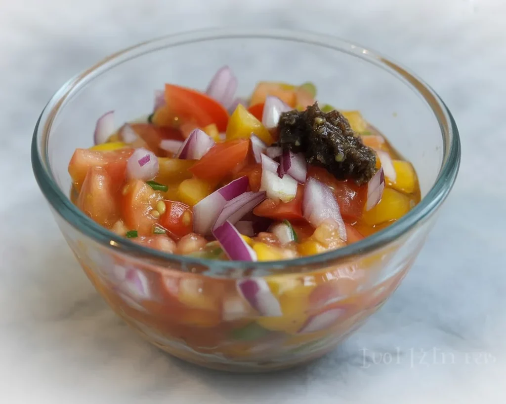 Ensaladang Talong - Filipino roasted eggplant salad with tomatoes and onions