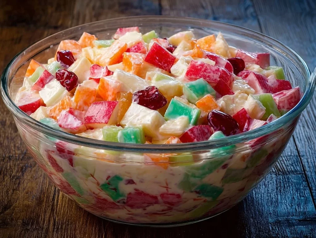 Bowl of colorful Filipino Fruit Salad with tropical fruits
