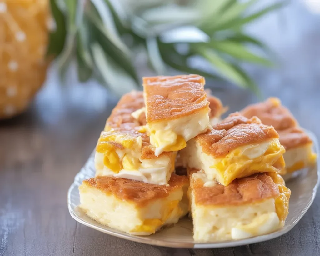 Bibingka: Traditional Filipino coconut rice cake baked in banana leaves.