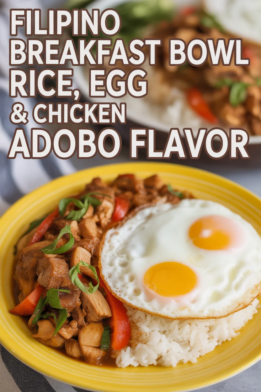 Filipino Breakfast Bowl – Rice, Egg & Chicken Adobo Flavor 4 Filipino Breakfast Bowl – Rice, Egg & Chicken Adobo Flavor