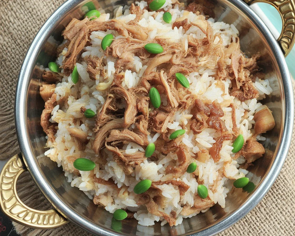 Delicious Adobo Fried Rice, quick and easy recipe featuring leftover chicken and pork.