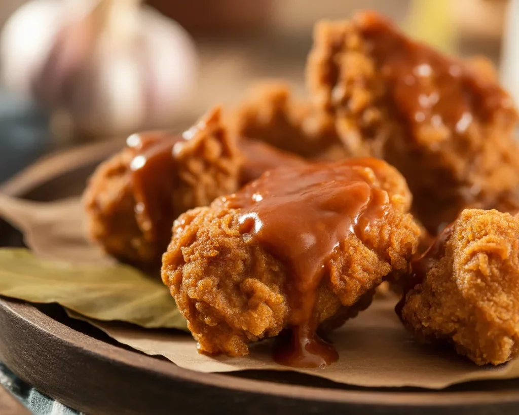Crispy Chicken Adobo Nuggets with chipotle adobo sauce on a plate