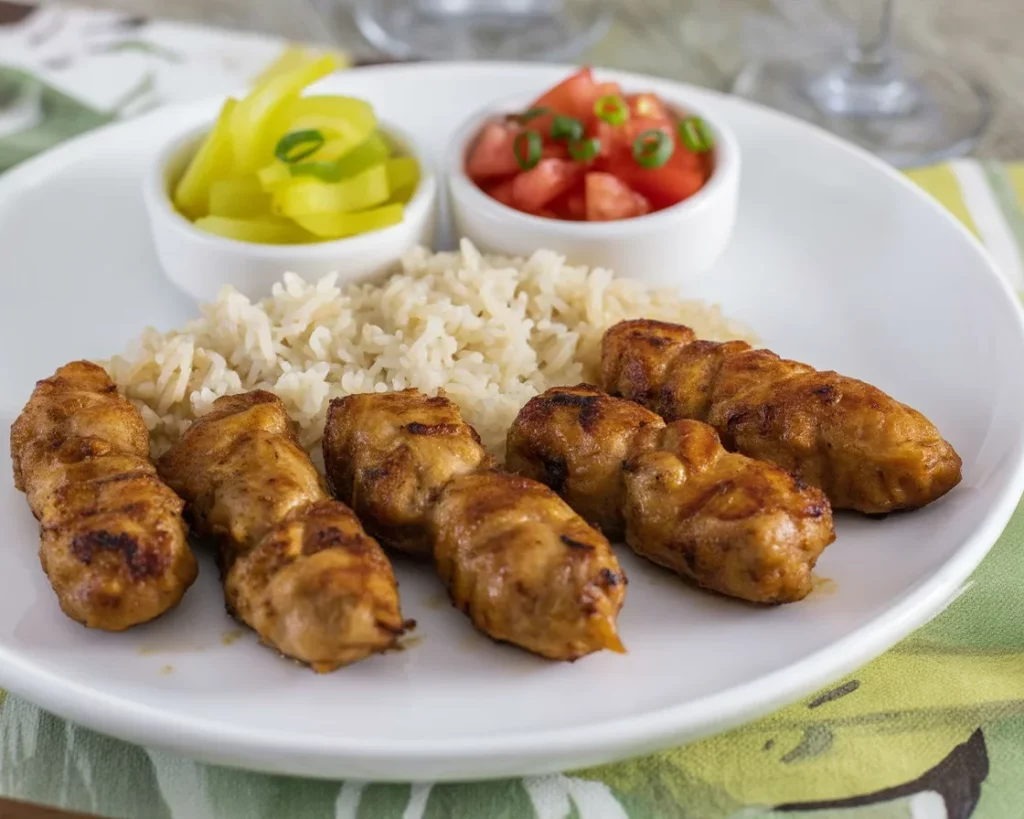 Homemade Chicken Longganisa served with rice, showcasing sweet and savory flavors.