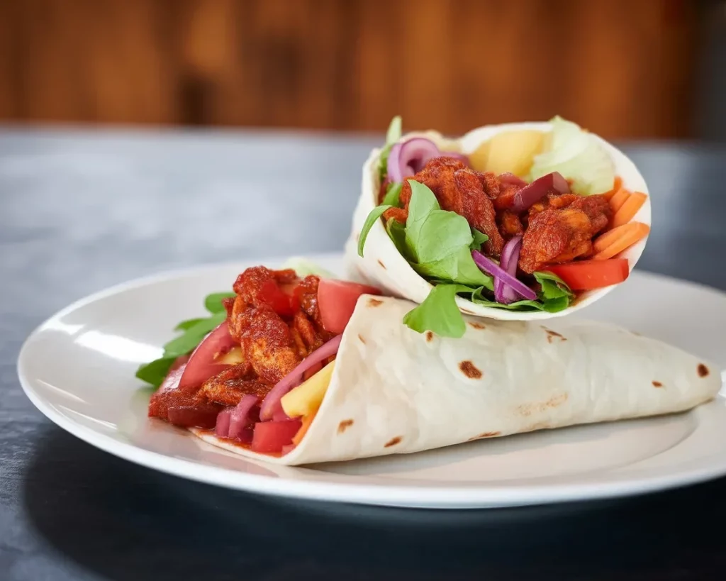 Delicious Filipino Breakfast Burrito with longanisa and garlic rice wrapped in a tortilla.