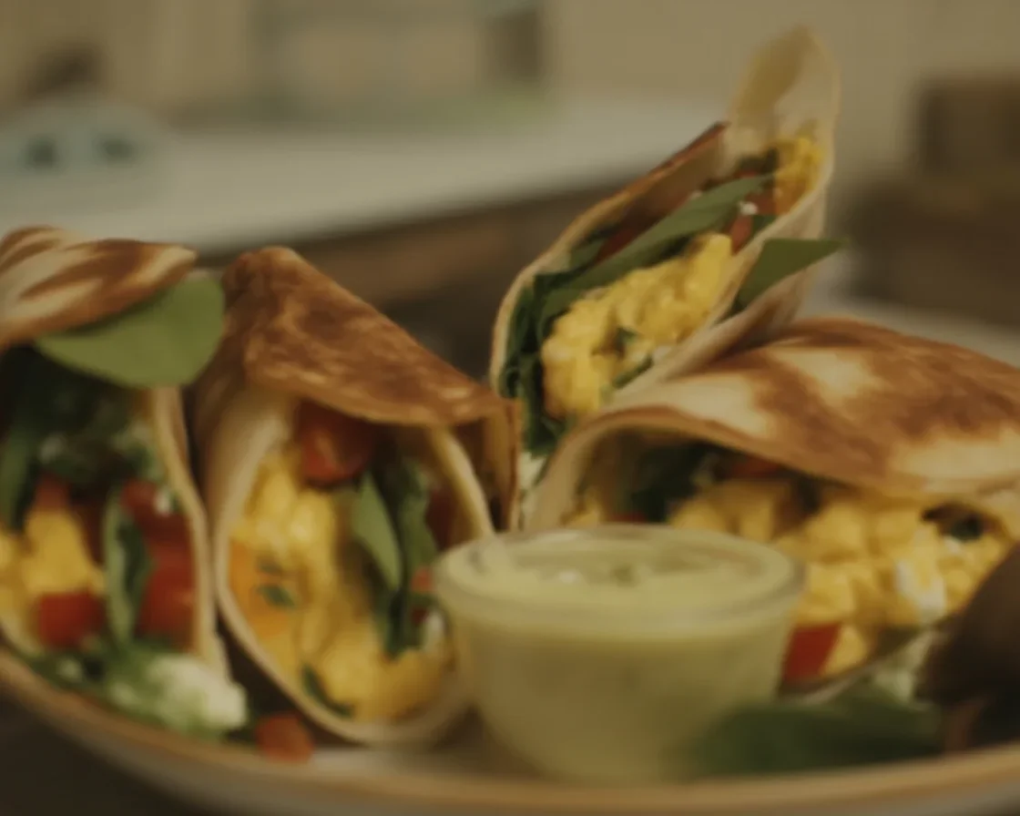 Delicious Filipino Breakfast Quesadilla with eggs and cheese ready to enjoy.