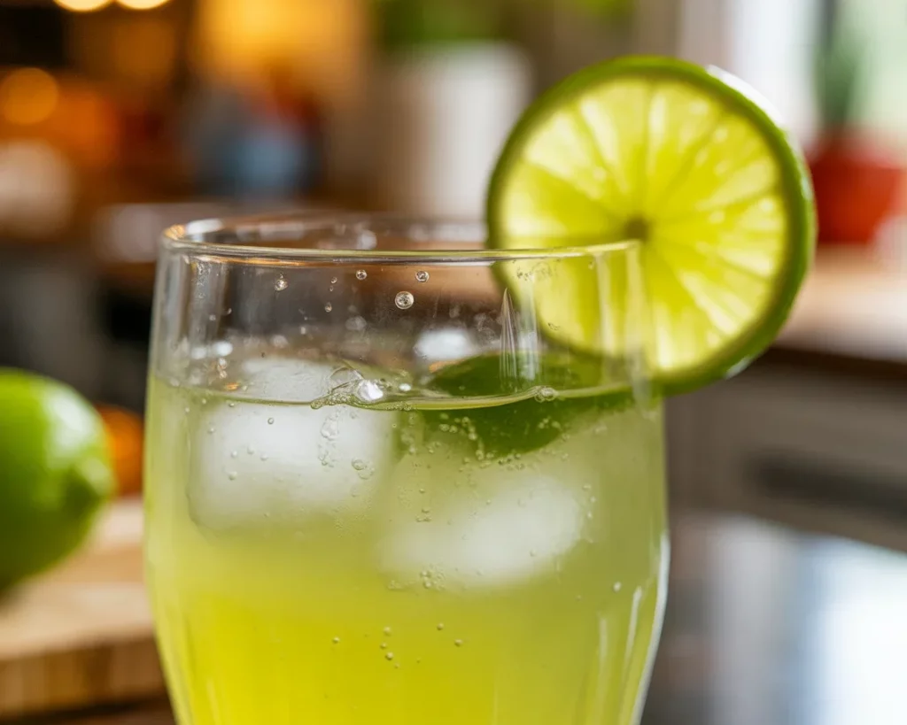 A refreshing glass of Calamansi Lemonade made with fresh calamansi juice.