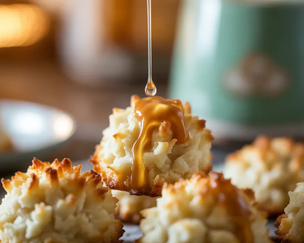 Homemade Coconut Macaroons with a crisp exterior and chewy interior, ready to enjoy.