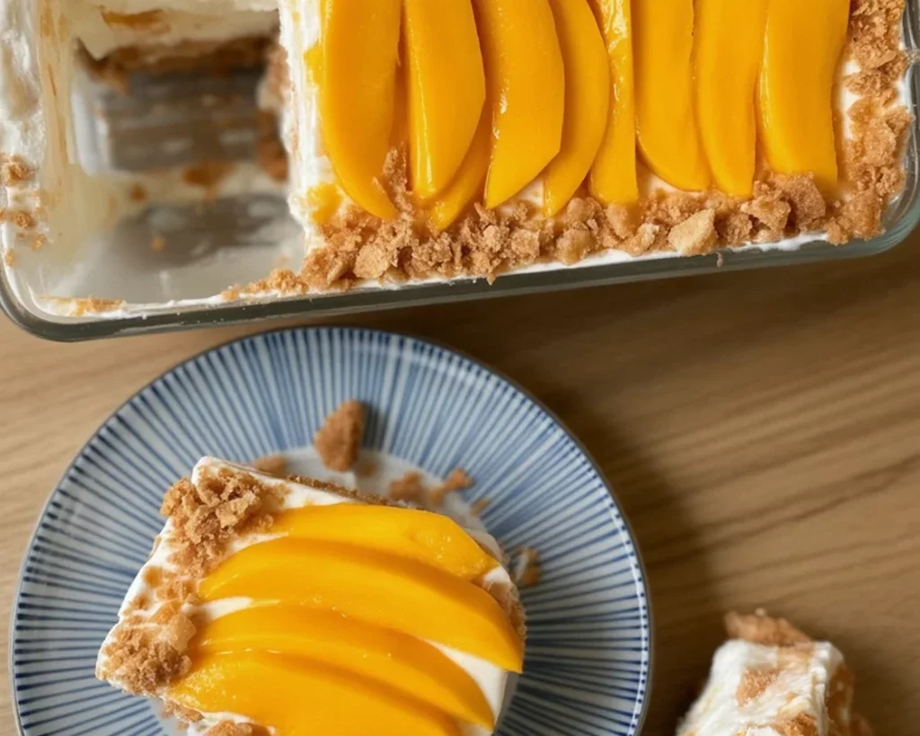 Delicious Mango Float Cups with layers of mango, cream, and graham crackers.