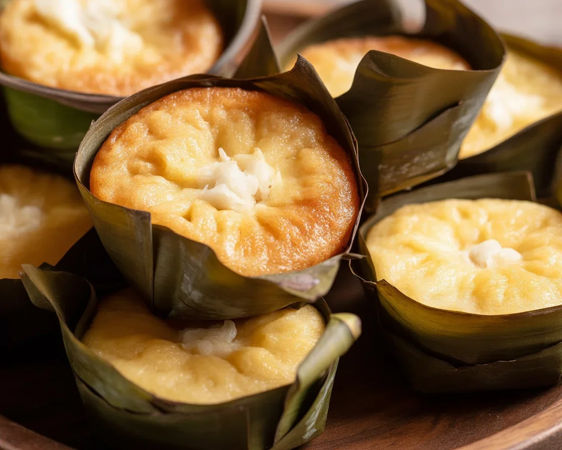 Delicious Mini Bibingka, a traditional Filipino coconut rice cake with salted eggs.