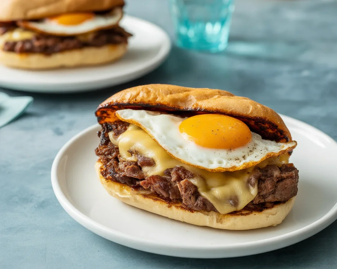 Delicious Pandesal Breakfast Sandwich with scrambled eggs and longganisa