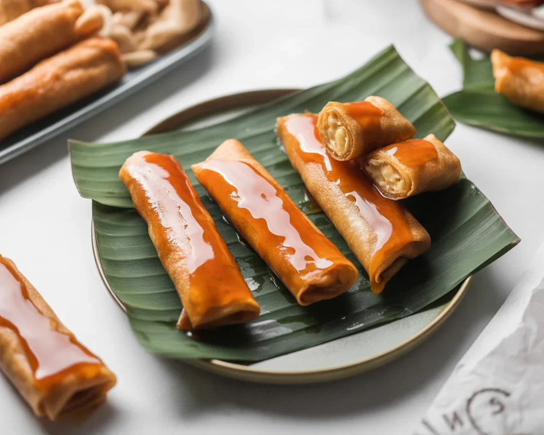 Crispy Turon Breakfast Wrap with sweet bananas wrapped in light pastry.