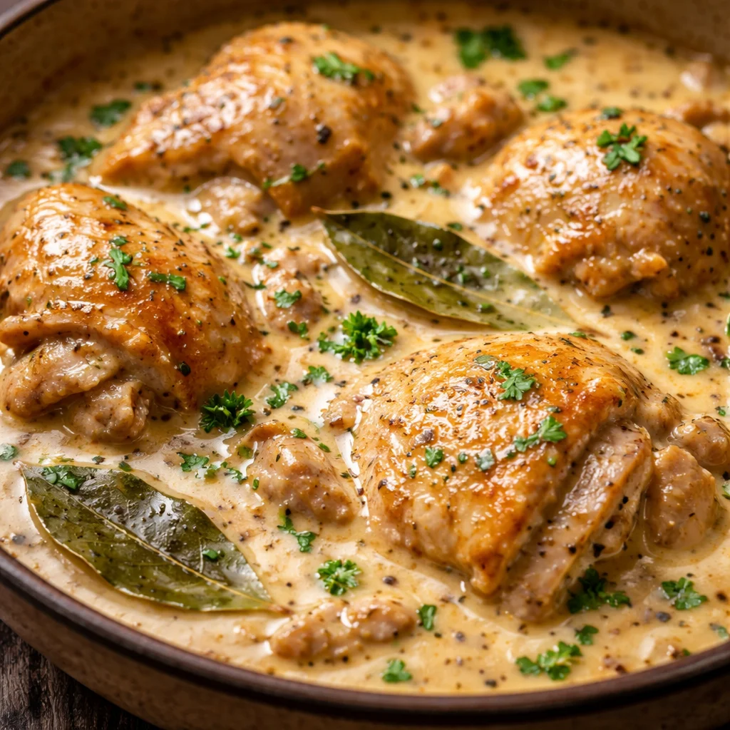 Creamy Coconut Chicken Skillet Filipino Style with tender chicken and a rich coconut sauce.