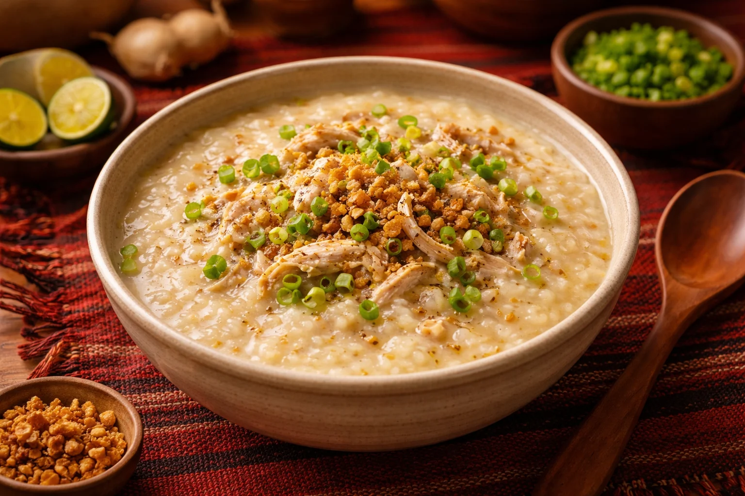 creamy filipino chicken lugaw recipe &mdash; Creamy Chicken Lugaw Comfort Bowl