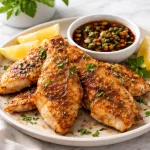 Crispy air fryer tilapia Filipino style served with dipping sauce