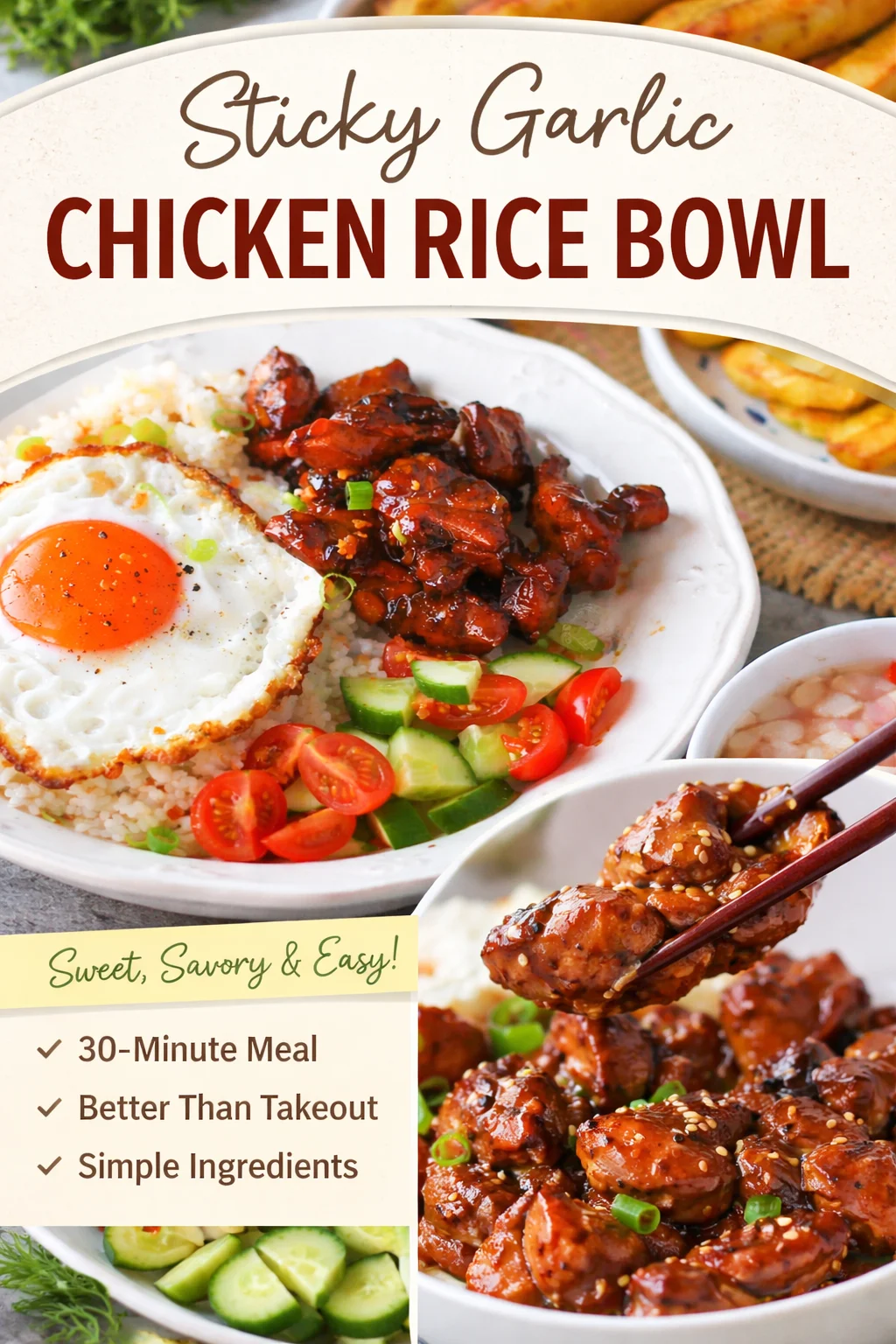 filipino breakfast rice bowl chicken tocino style &mdash; Chicken Tocino Style Breakfast Rice Bowl