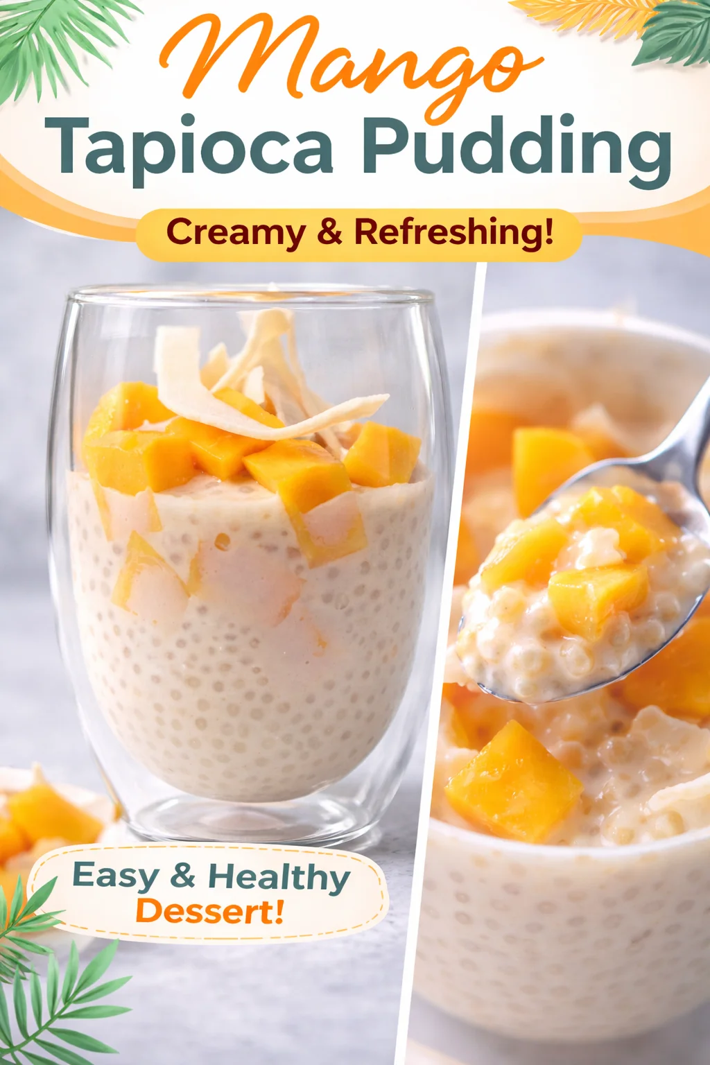 mango sago coconut milk dessert cups &mdash; Mango Sago Coconut Milk Dessert Cups