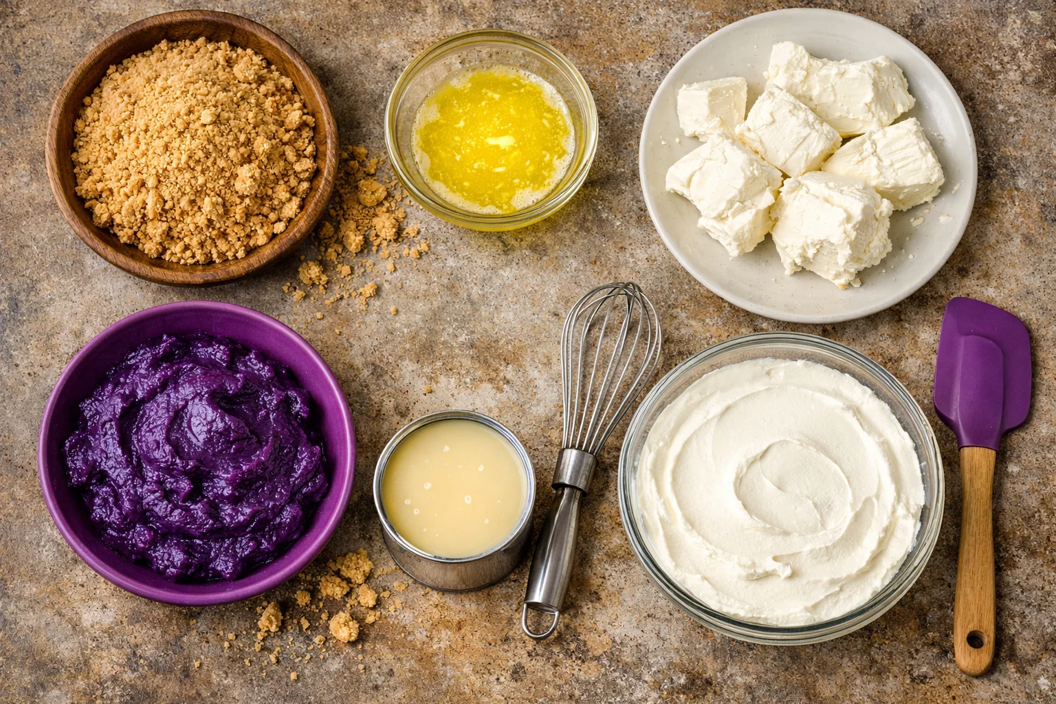 no bake ube graham dessert cups &mdash; No-Bake Ube Graham Dessert Cups