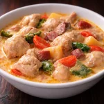 Creamy Filipino Chicken Pastel with Coconut Milk served in a bowl