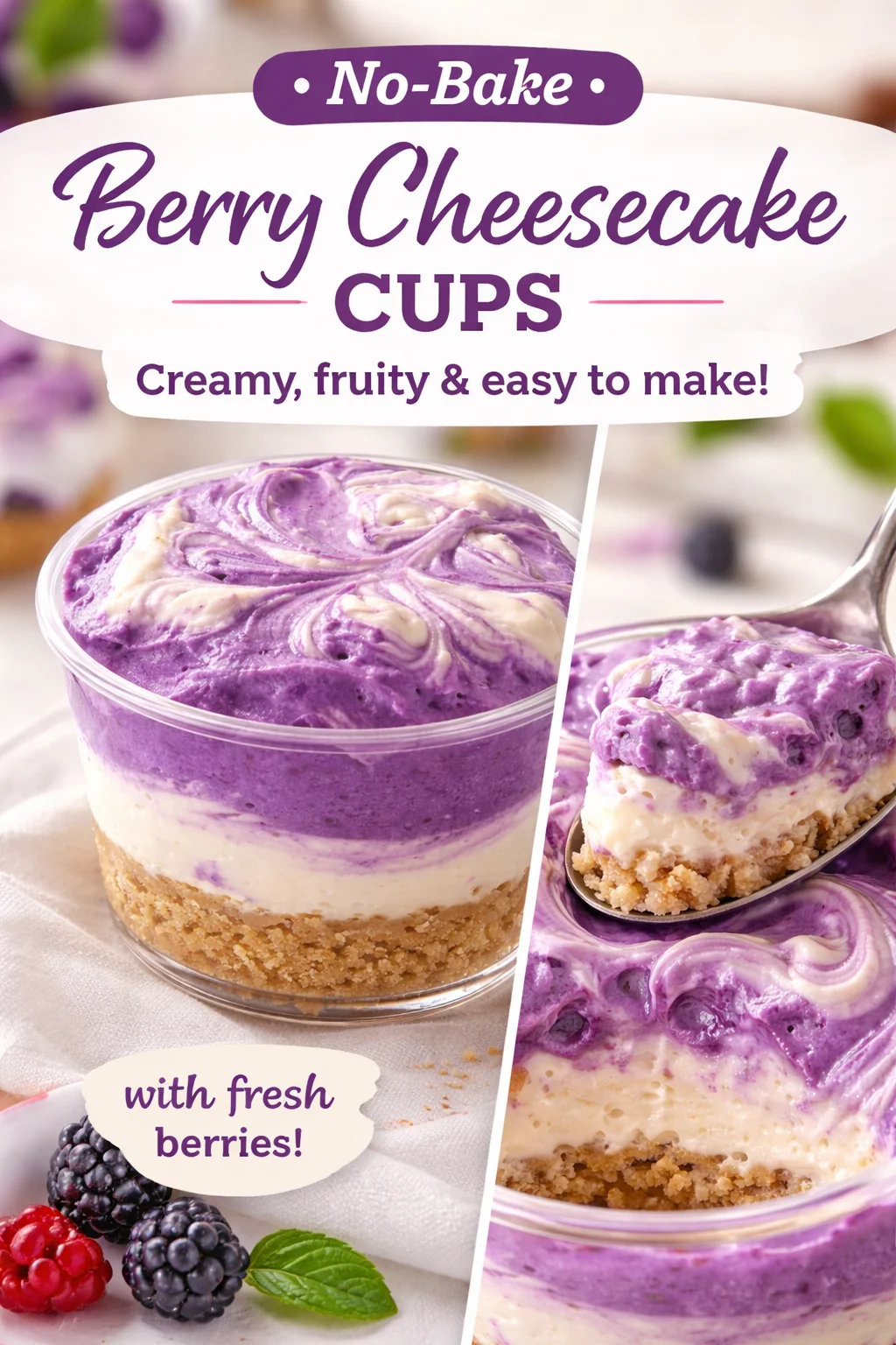 Deliciously Creamy No-Bake Ube Cheesecake Cups Recipe 4 no bake ube cheesecake cups — No-Bake Ube Cheesecake Cups