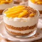 Filipino mango yogurt dessert cups filled with creamy yogurt and fresh mango slices
