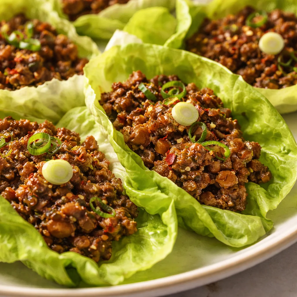 Filipino chicken lettuce wraps with fresh ingredients and vibrant flavors.