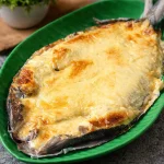 Baked Garlic Butter Bangus Belly with garlic, butter, and cheesy topping.