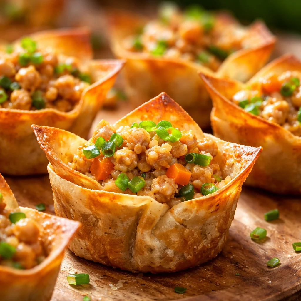 Crispy air fryer chicken lumpia cups, a delicious Filipino appetizer.