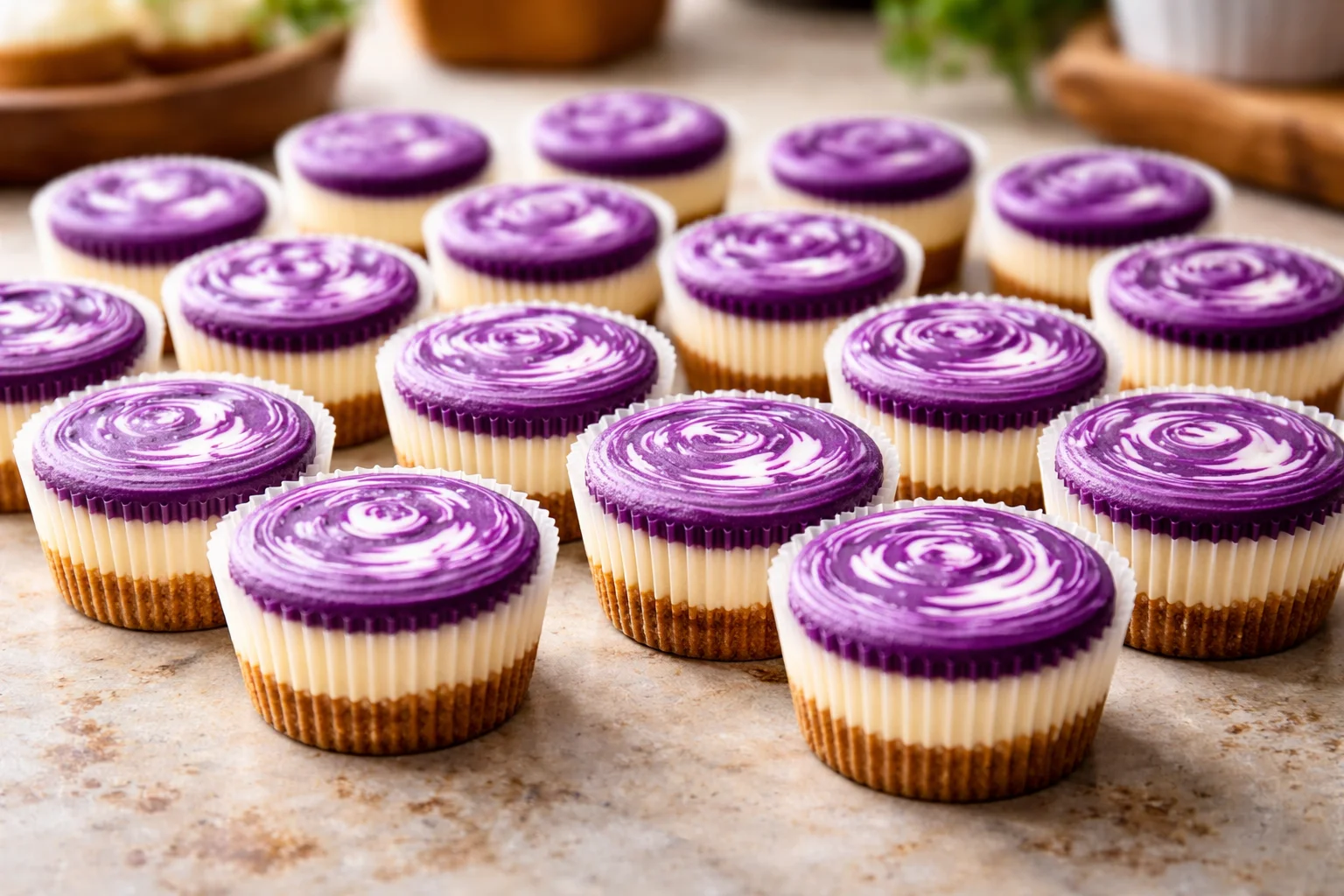 Decadent Mini Ube Cheesecake Cups to Brighten Your Day