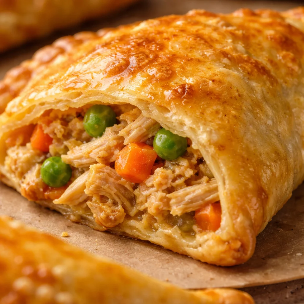 Baked chicken empanada pockets filled with savory chicken and spices