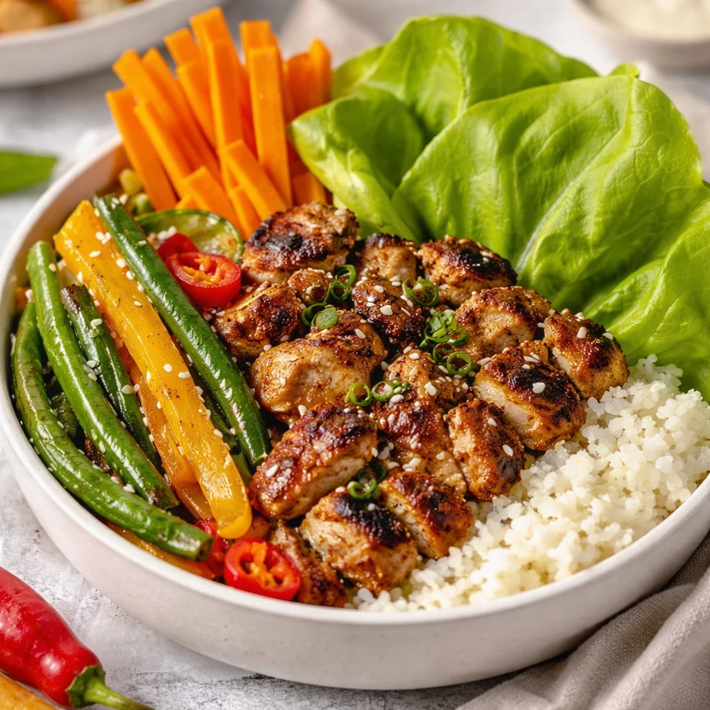 Chicken Inasal Rice Meal Prep Bowls with grilled chicken and garlic rice