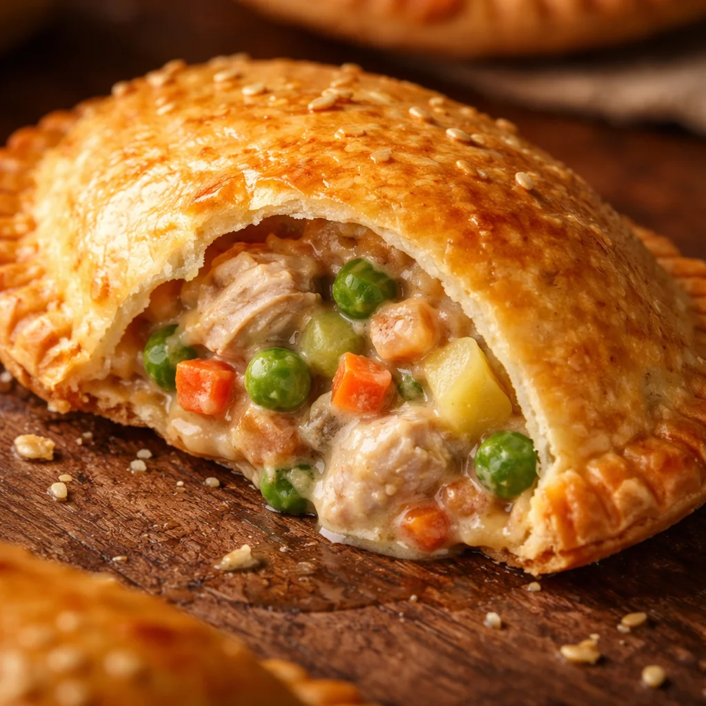 Delicious chicken pastel hand pies ready to be served for a flavorful meal.