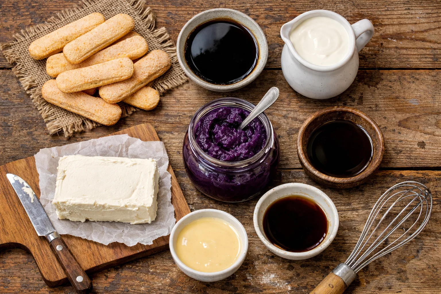 no bake ube tiramisu cups