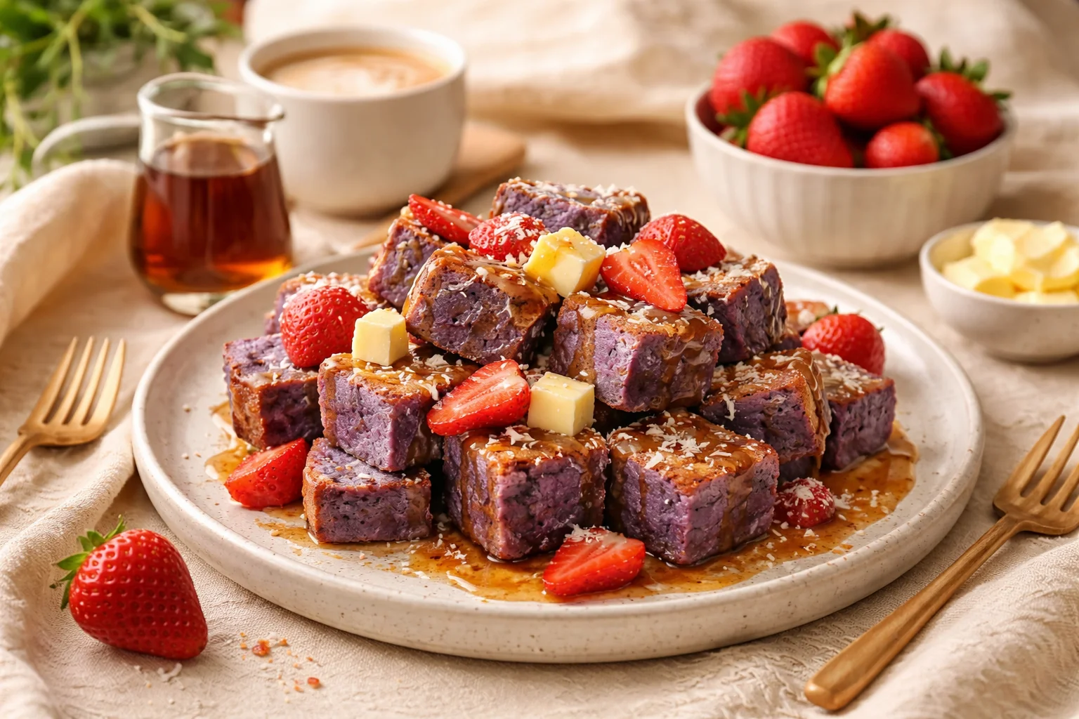 ube french toast bites &mdash; Ube French Toast Bites