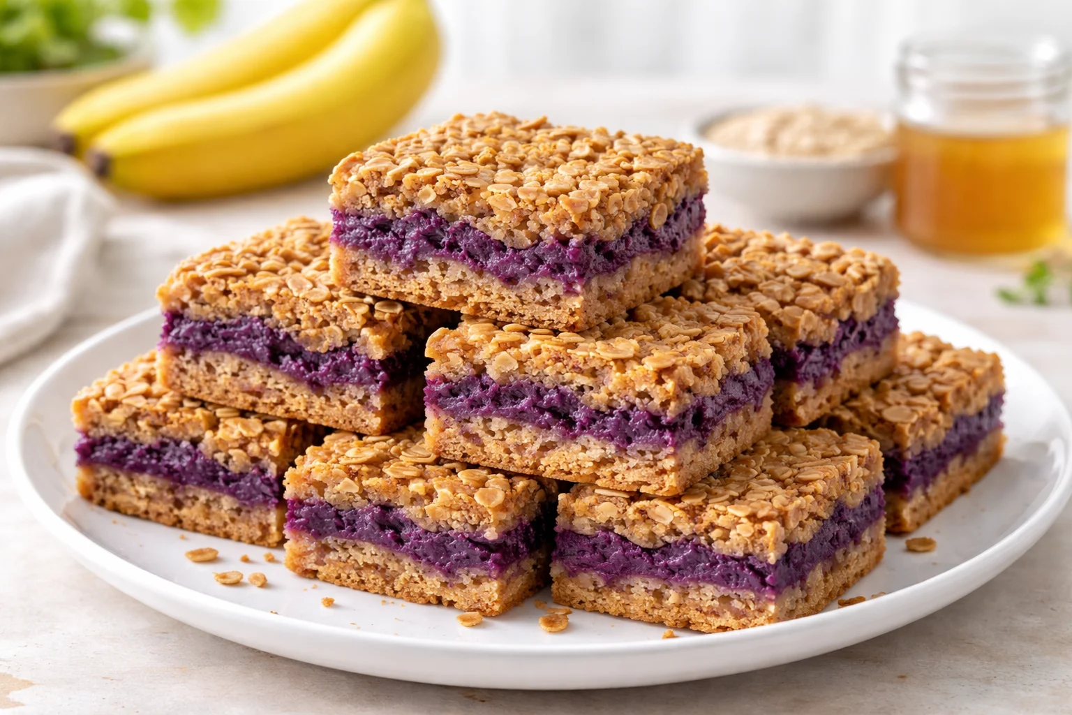 Deliciously Chewy Ube Banana Oatmeal Bars to Energize Your Day