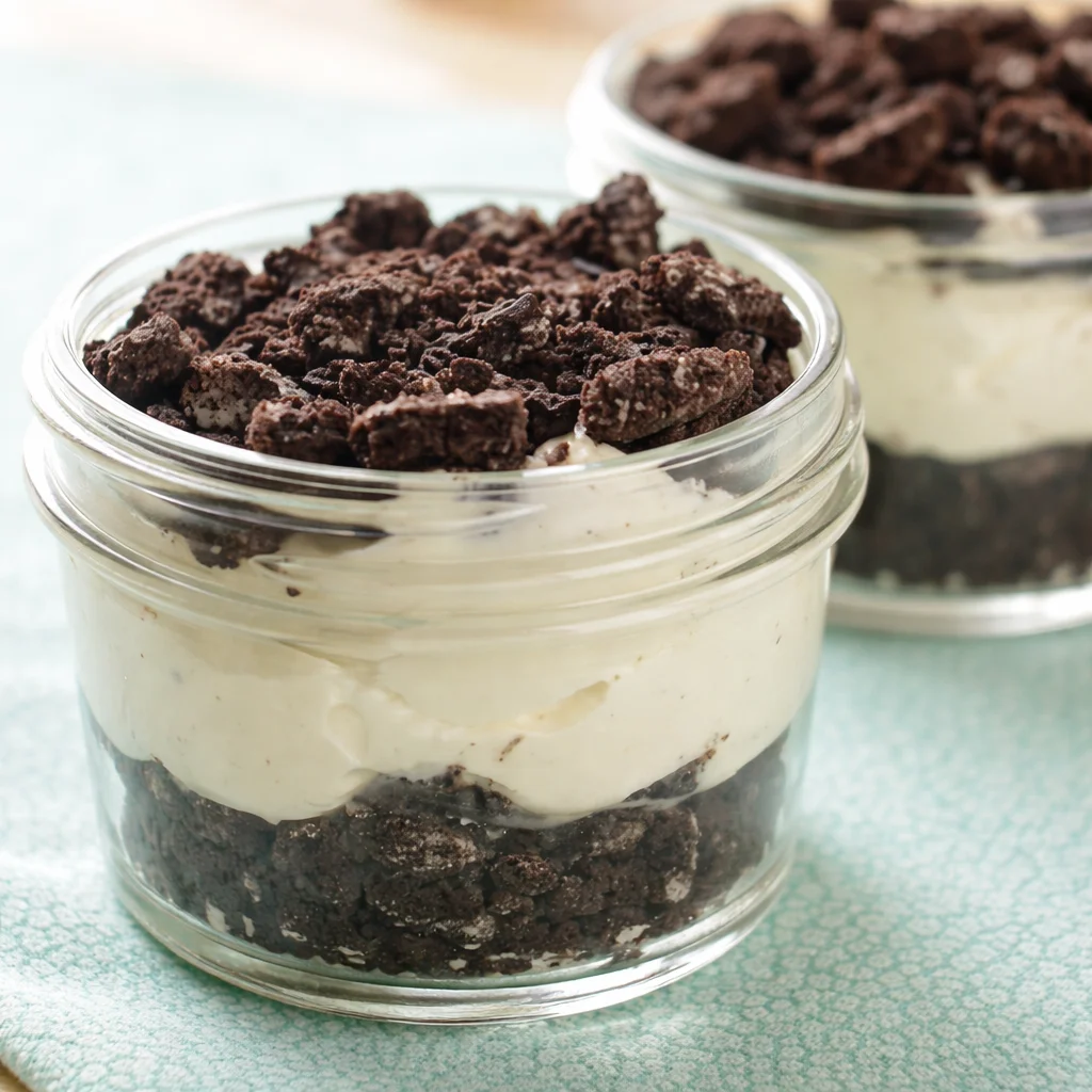 No-Bake Buko Pandan Cheesecake Jars served in mini jars with cream and coconut